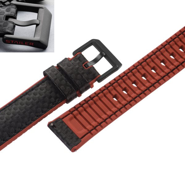 Hybrid-Uhrband Max Endurance Sport 20mm schwarz Karbon-Look/Silikon EASY-CLICK v. STAILER (Schließenanstoß 18 mm)