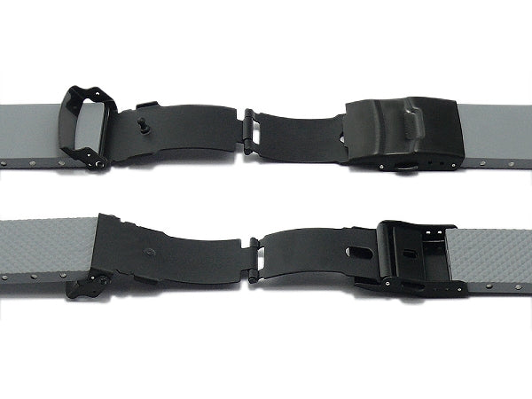 Sicherheitsfaltschließe Kolding 20mm schwarz Edelstahl gebürstet mit Bügel & Drückern für Metall- & Silikonbänder etc.