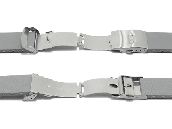 Sicherheitsfaltschließe Kolding 22mm Edelstahl gebürstet mit Bügel & Drückern für Metall- & Silikonbänder etc.