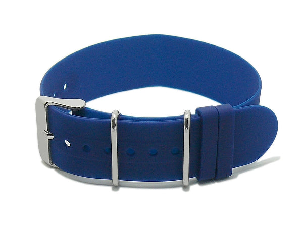 Uhrenarmband 20mm mittelblau Silikon einlagiges Durchzugsband im NATO-Style