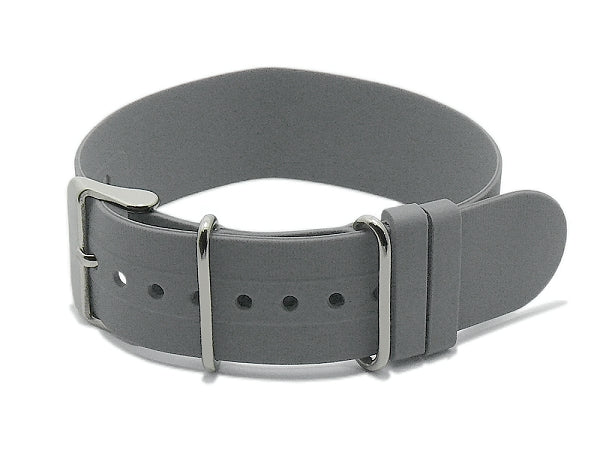 Uhrenarmband 18mm grau Silikon einlagiges Durchzugsband im NATO-Style