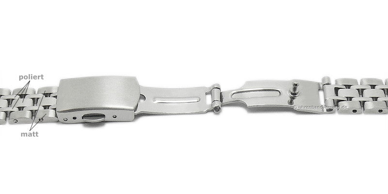 Uhrenarmband 12mm silberfarben Edelstahl massiv teilweise poliert mit Faltschließe