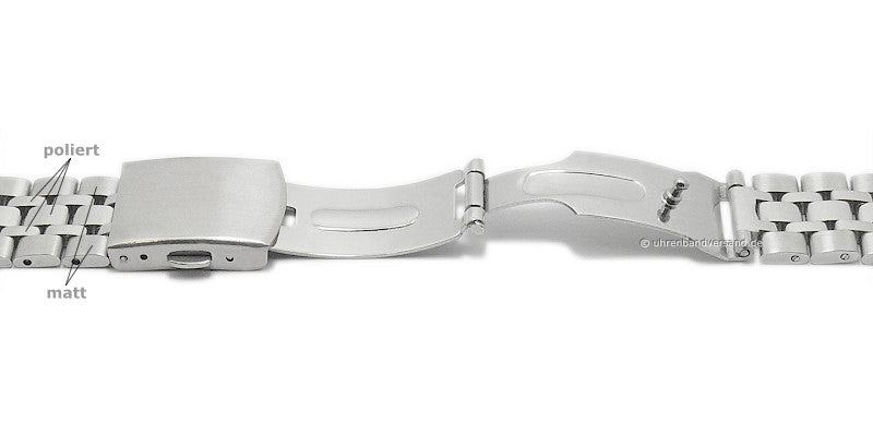 Uhrenarmband 18mm silberfarben Edelstahl massiv teilweise poliert mit Faltschließe