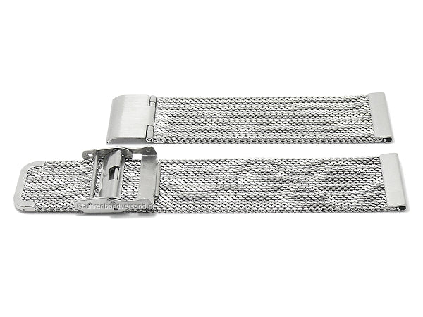 Uhrenarmband 24mm Milanaise stahlfarben feines Geflecht strukturiert mit Sicherheits-Schiebeverschluß