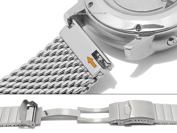 Uhrenarmband 20mm Milanaise Edelstahl schweres Geflecht mit Schnellwechsel-Stegen & Sicherheits-Faltschließe
