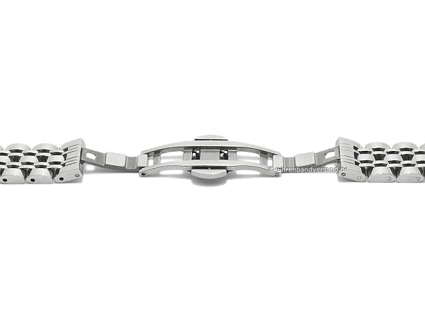 Uhrenarmband 14mm silberfarben Edelstahl massiv poliert mit Butterfly-Faltschließe