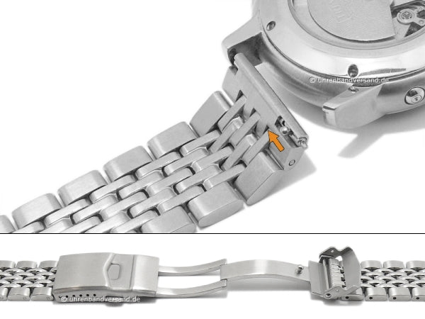 Uhrenarmband 22mm Edelstahl massiv teilweise poliert mit Schnellwechsel-Stegen & Sicherheits-Faltschließe