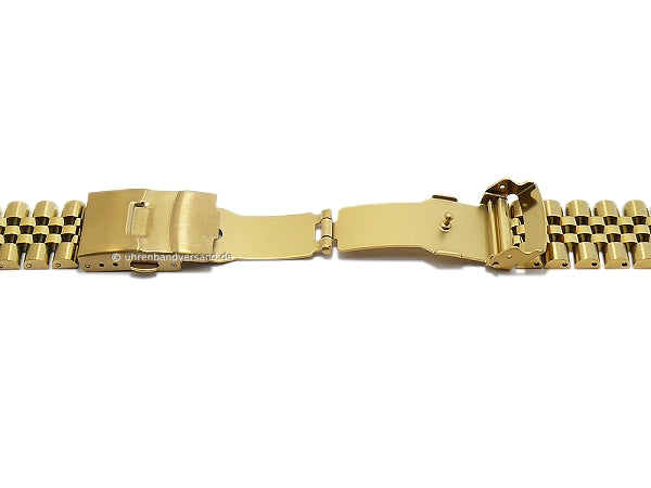 Uhrenarmband 22mm goldfarben Edelstahl massiv teilweise poliert Sicherheits-Faltschließe