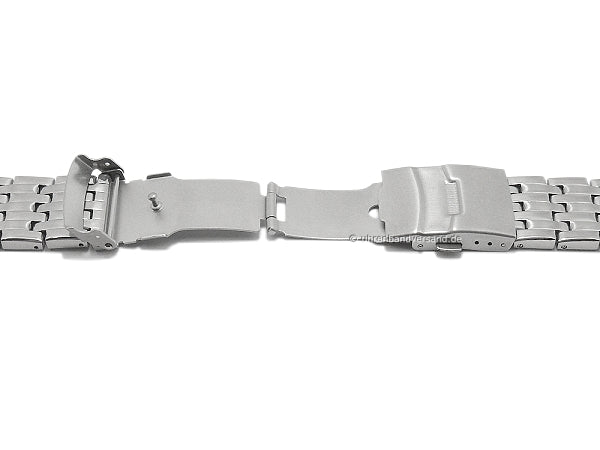 Uhrenarmband 20mm silberfarben Edelstahl poliert mit Sicherheits-Faltschließe