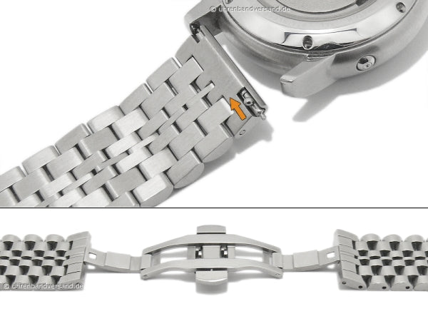 Uhrenarmband 22mm silberfarben Edelstahl massiv poliert mit EASY-CLICK & Butterfly-Faltschließe