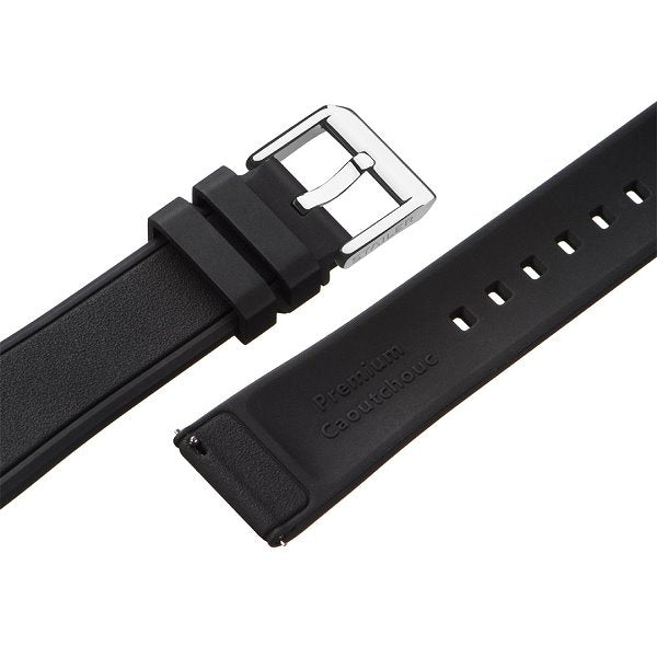 Uhrenarmband Rubber FKM 22mm schwarz Kautschuk mit EASY-CLICK von STAILER (Schließenanstoß 20 mm)