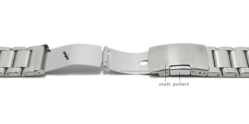 Uhrenarmband 28mm Edelstahl Massiv-Look satiniert mit Faltschließe