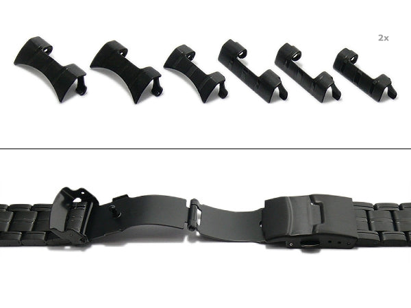 Uhrenarmband 18-20-22mm schwarz Edelstahl teilweise poliert mit Wechselanstoß