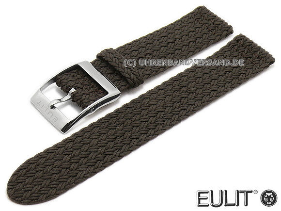 Uhrenarmband Palma Pacific 20mm dunkelbraun Perlon (Textil) flach modisch von EULIT (Schließenbreite 20 mm)