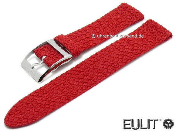 Uhrenarmband Palma Pacific 22mm rot Perlon/Textil flach modisch von EULIT (Schließenanstoß 22 mm)