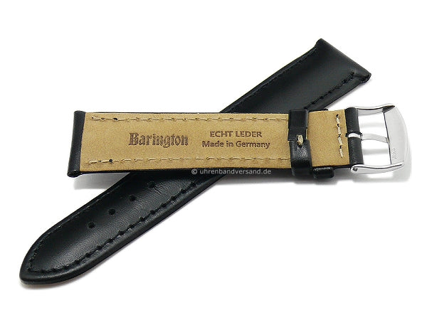 Uhrenarmband Kalb Resisto 17mm schwarz Leder glatt abgenäht MADE IN GERMANY von BARINGTON (Schließenanstoß 16 mm)