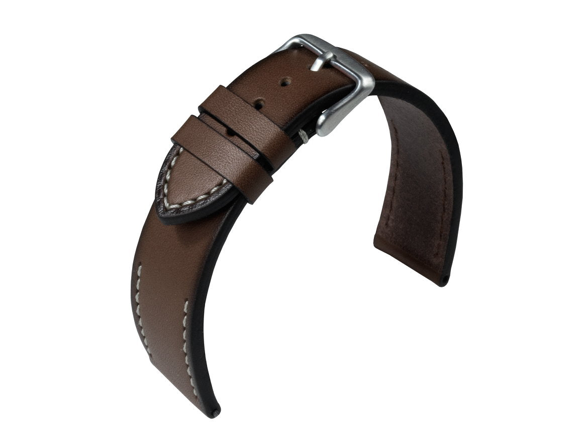 Leder-Uhrenband dunkelbraun Kontrastnaht Antik-Look von Eulit