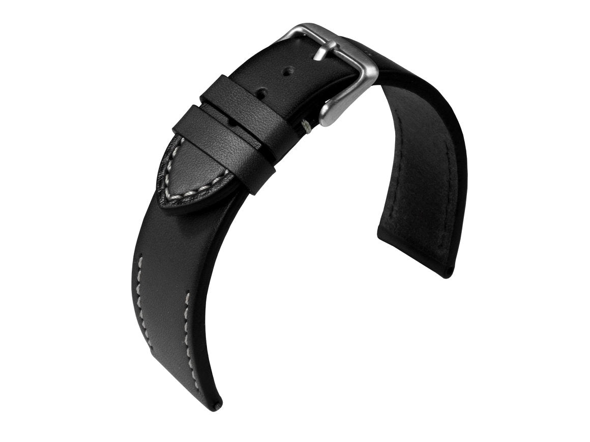 Leder-Uhrenband schwarz Kontrastnaht Antik-Look von Eulit
