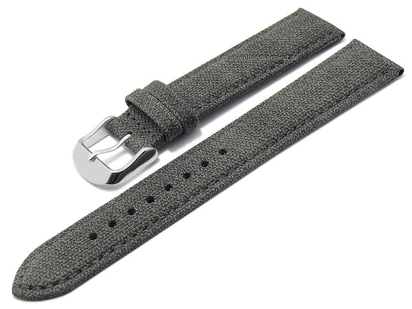 Uhrenarmband Canvas 20mm grau Textil vegan abgenäht MADE IN GERMANY von FLUCO (Schließenanstoß 18 mm)