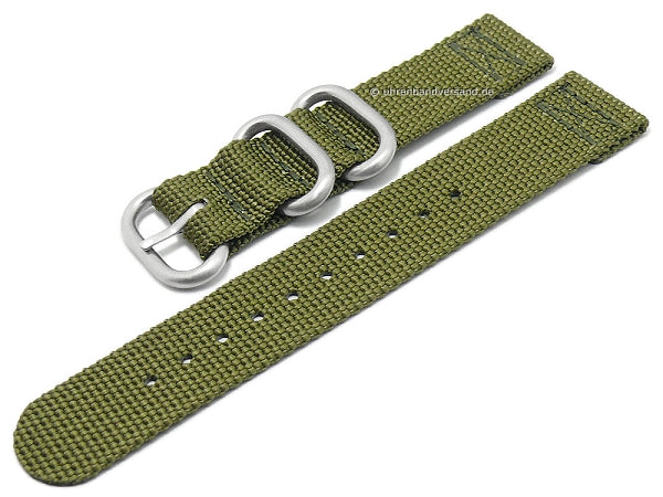Uhrenarmband Cotton 22mm olive Textil/Nylon ZULU-Style von FLUCO (Schließenanstoß 22 mm)