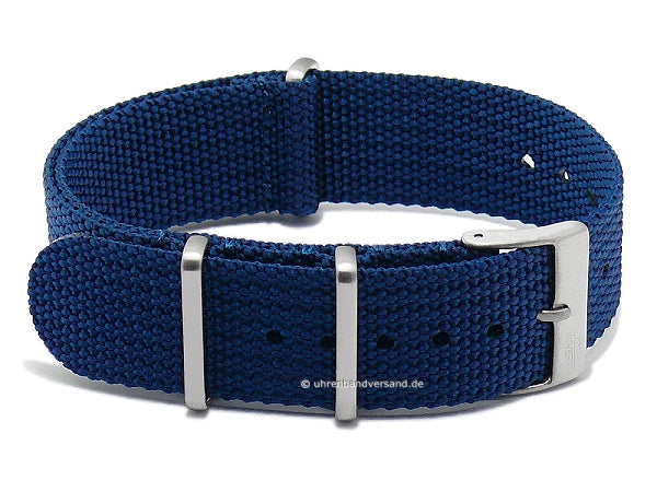 Uhrenarmband Field Cotton 19mm dunkelblau Textil/Nylon Durchzugsband im NATO-Style von FLUCO (Schließenanstoß 19 mm)
