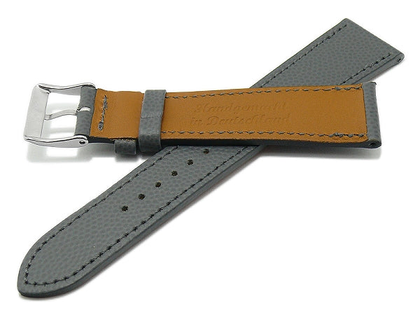 Uhrband Caviar 17mm grau Leder extravagant geprägt abgenäht MADE IN GERMANY von FLUCO (Schließenanstoß 16 mm)