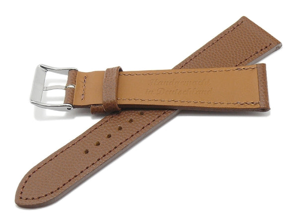 Uhrband Caviar 19mm mittelbraun Leder extravagant geprägt abgenäht MADE IN GERMANY von FLUCO (Schließenanstoß 16 mm)