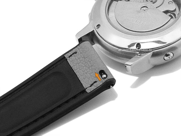 Hybrid-Uhrenarmband Toni 22mm hellblau Ziegen-Leder/Kautschuk genarbt Easy-Click von FLUCO (Schließenanstoß 20 mm)