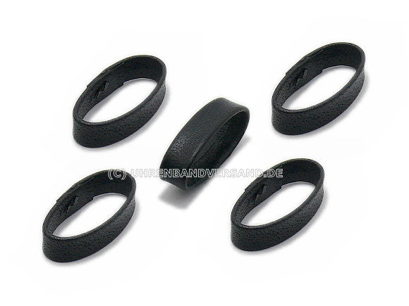 Ersatzschlaufen-Set 5tlg. 14mm Leder schwarz glatt matt für Uhrenbänder