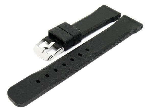 Uhrenarmband 22mm schwarz Silikon glatte Oberfläche robust (Schließenbreite 20 mm)