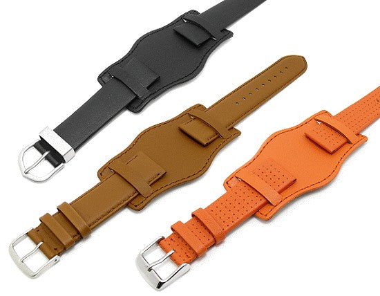 Lederunterlage für Uhrenarmbänder aus Leder 16-18mm dunkelblau abgenäht