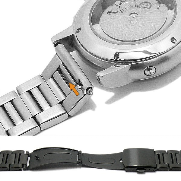 Meyhofer EASY-CLICK Uhrenarmband Cloudland 20mm schwarz Edelstahl teilweise poliert mit Faltschließe