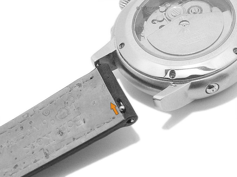 Meyhofer EASY-CLICK Uhrenarmband Elmhurst 16mm dunkelblau echt Kork VEGAN abgenäht (Schließenanstoß 14 mm)