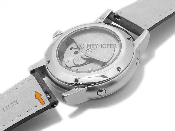 Uhrenarmband EASY-CLICK Bryce 22mm schwarz echt Leder leichter Vintage-Style helle Kontrastnaht von MEYHOFER (Schließenbreite 20 mm)