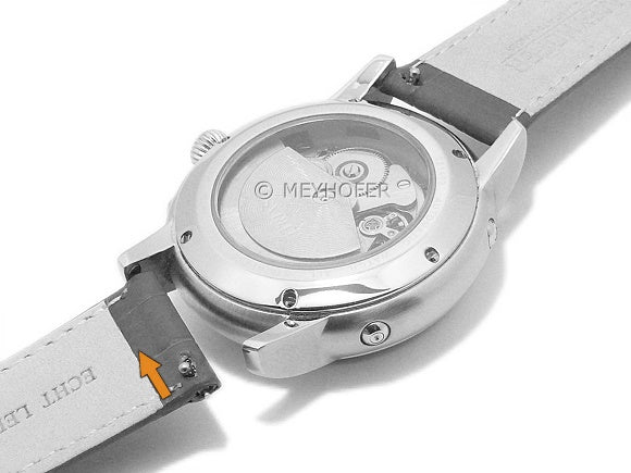 Meyhofer EASY-CLICK Uhrenarmband Sacaton 13mm dunkelbraun Leder Alligator-Prägung abgenäht (Schließenanstoß 12 mm)