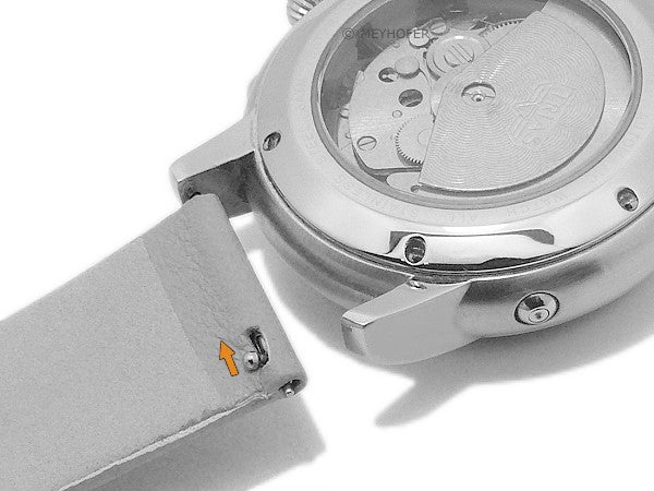 Uhrenarmband EASY-CLICK Natal 15mm dunkelbraun echt Leder glatt ohne Bandnaht von MEYHOFER (Schließenbreite 14 mm)