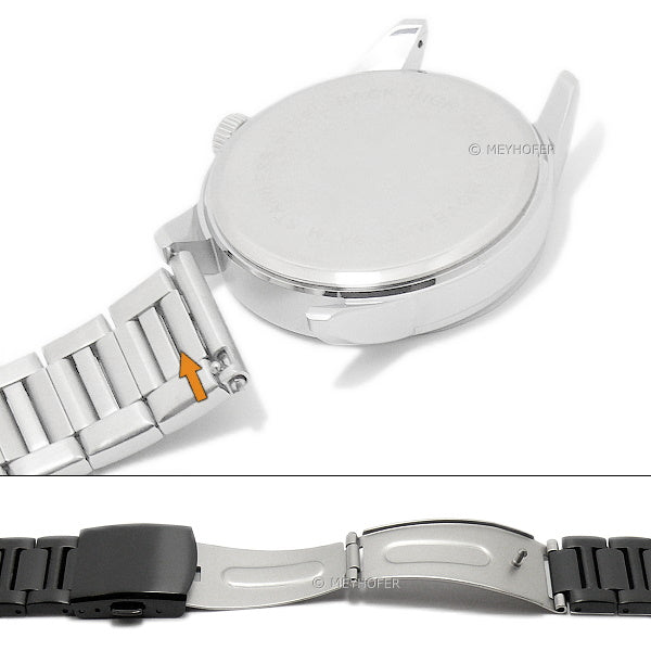 Meyhofer EASY-CLICK Uhrenarmband Halle 22mm schwarz Edelstahl teilweise poliert