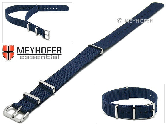 Uhrenarmband Kearney 16mm dunkelblau Textil/Synthetik Durchzugsband im NATO-Style von MEYHOFER