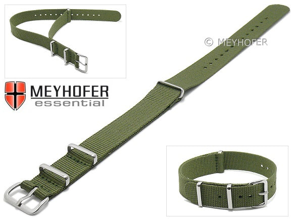 Uhrenarmband Kearney 16mm oliv Textil/Synthetik Durchzugsband im NATO-Style von MEYHOFER