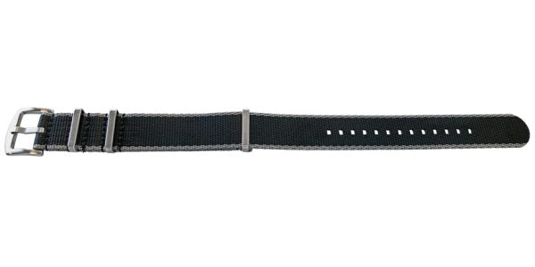 Uhrenarmband Willisburg 22mm schwarz/grau Textil/Synthetik Durchzugsband im NATO-Style von MEYHOFER