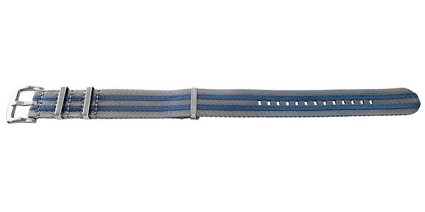 Uhrenarmband Hardinsburg 22mm grau/blau Textil/Synthetik Durchzugsband im NATO-Style von MEYHOFER