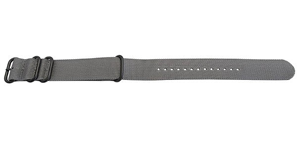 Uhrenarmband Escondido 22mm grau Synthetik/Textil NATO Zulu-Style schwarze Metallschlaufen Durchzugsband von MEYHOFER