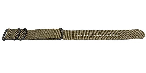 Uhrenarmband Escondido 20mm olivgrün Synthetik/Textil NATO Zulu-Style schwarze Metallschlaufen Durchzugsband MEYHOFER