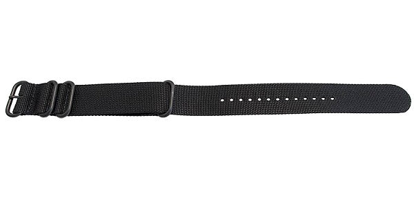 Uhrenarmband Escondido 20mm schwarz Synthetik/Textil NATO Zulu-Style Metallschlaufen schwarz Durchzugsband MEYHOFER