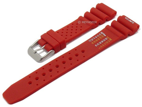 Uhrenarmband Allentown 24mm rot Rubber Taucherband matt von MEYHOFER (Schließenanstoß 20 mm)