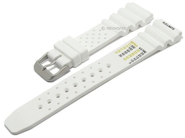 Uhrenarmband Allentown 24mm weiß Rubber Taucherband matt von MEYHOFER (Schließenanstoß 20 mm)