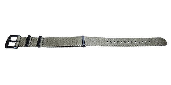 Uhrenarmband Benicia 20mm beige Textil/Synthetik Durchzugsband im NATO-Style schwarze Breitdornschließe von MEYHOFER