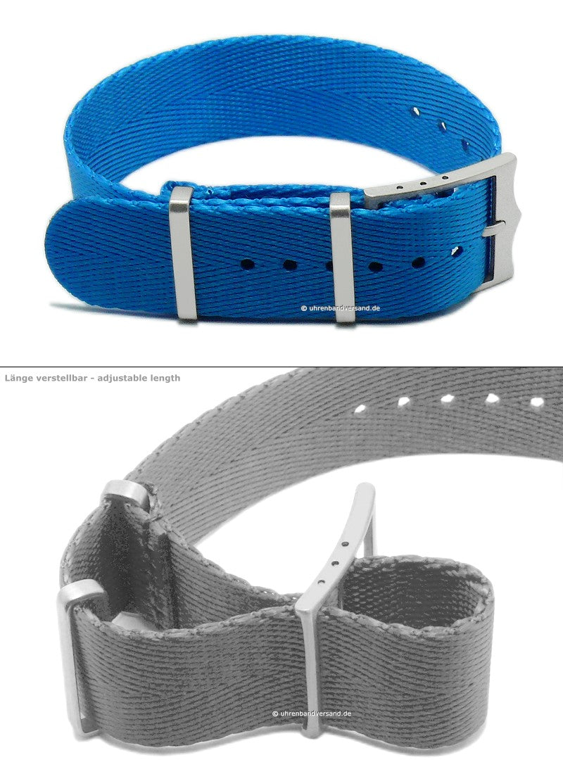 Uhrenarmband Huntsville 20mm mittelblau Nylon Durchzugsband im NATO-Style von MEYHOFER