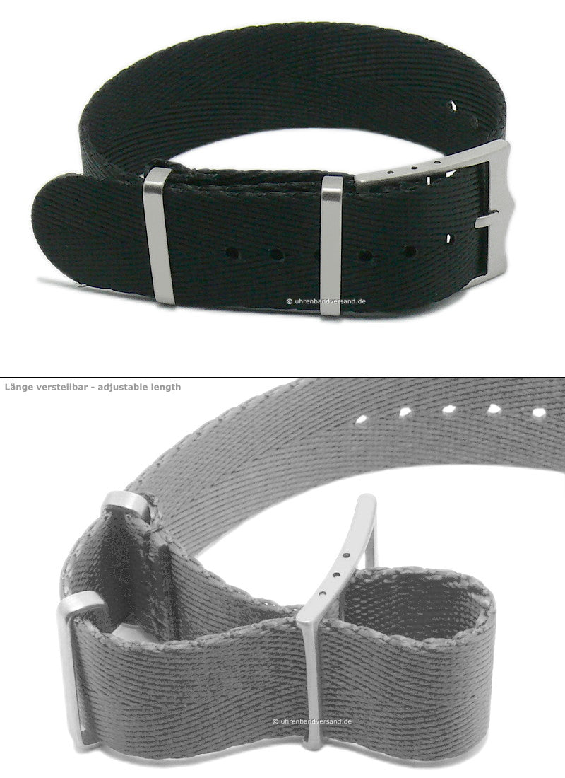 Uhrenarmband Huntsville 20mm schwarz Nylon Durchzugsband im NATO-Style von MEYHOFER