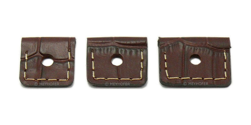 Uhrenarmband Almada 18-20-22-24mm Wechselanstoß dunkelbraun echt Leder Alligator-Prägung Unterlagenband helle Kontrastnaht von MEYHOFER